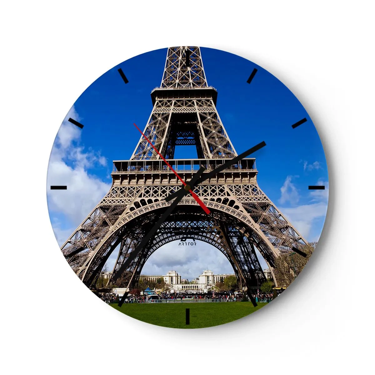 Nástenné hodiny - Celý Paríž pri jej nohách - 40x40 cm