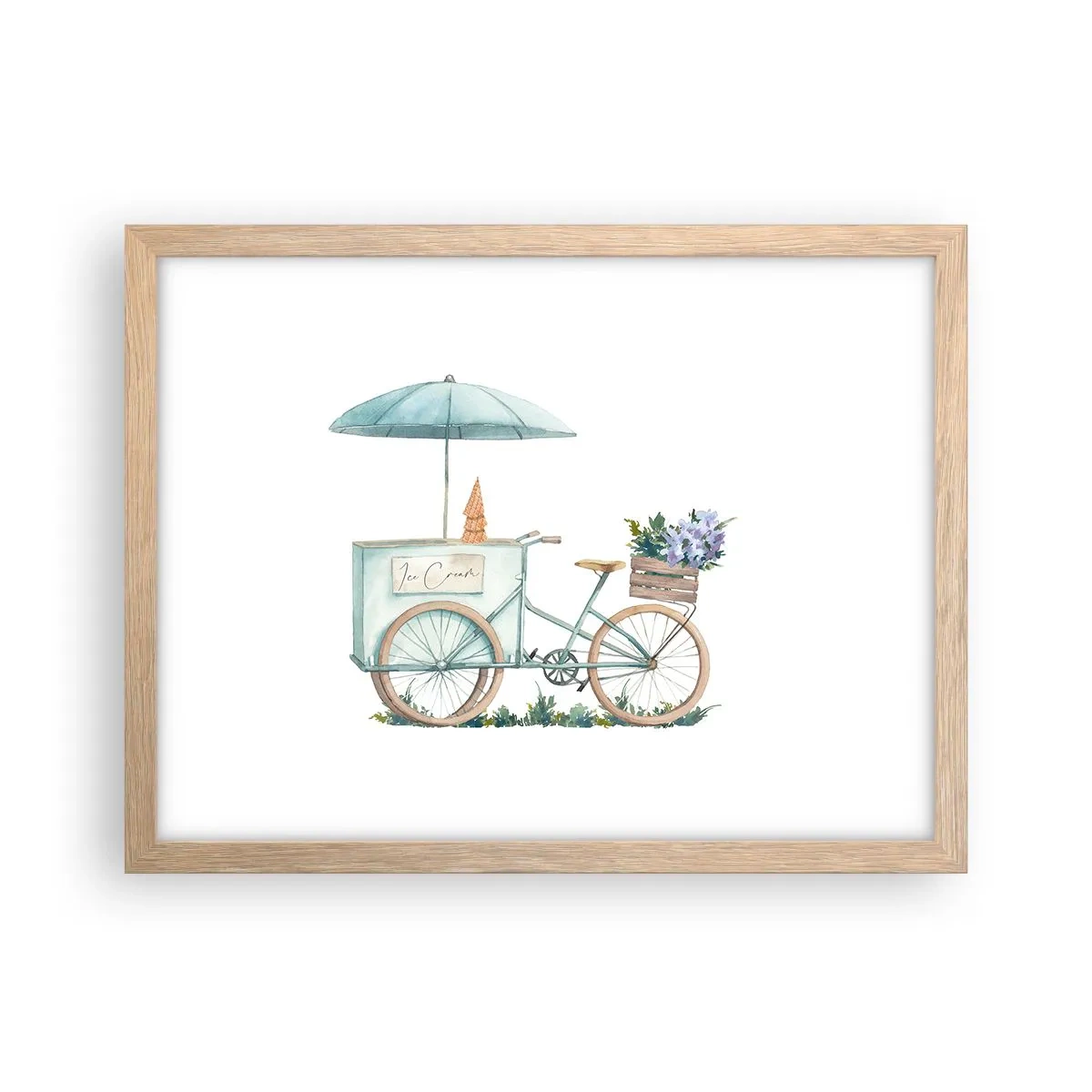 Plagát v ráme zo svetlého duba - Sladká spomienka na leto - 40x30 cm