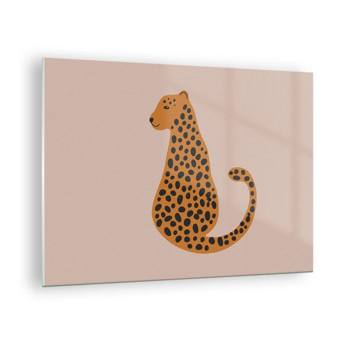 Obraz na skle - Ilustrácia pantera s čiernymi škvrnami na béžovom pozadí - 70x50cm - Leopardný vzor je v móde - Moderná nástenná dekorácia do obývacej izby a spálne ARTTOR