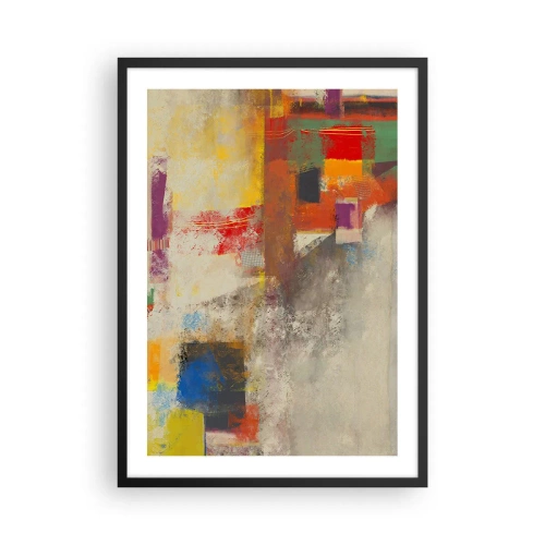 Plagát v čiernom ráme - Abstraktná kompozícia v živých farbách - 50x70cm - Geometria farieb - Moderná nástenná dekorácia do obývacej izby a spálne ARTTOR