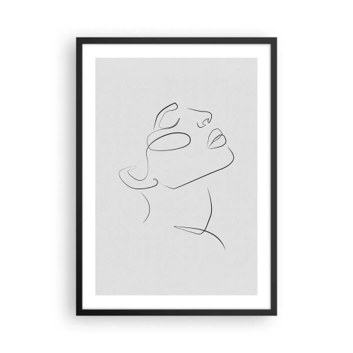 Plagát v čiernom ráme - Minimalistický portrét ženy v štýle linkovej grafiky - 50x70cm - Meandre sna - Moderná nástenná dekorácia do obývacej izby a spálne ARTTOR