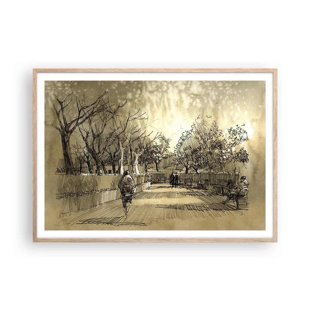 Plagát v ráme zo svetlého duba - Pierkom zastavený okamih - 100x70 cm