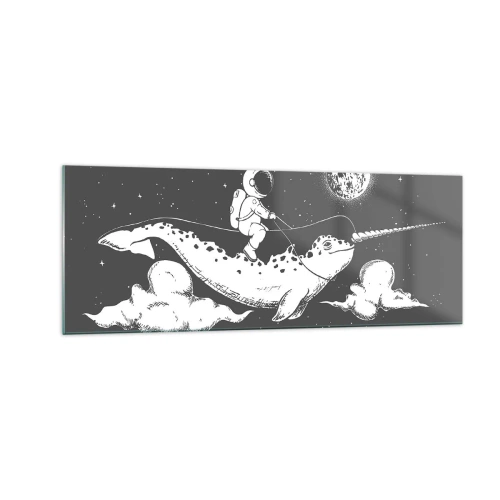 Obraz na skle - Vesmírny jazdec - 140x50 cm