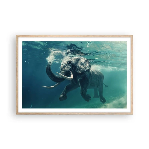 Plagát v ráme zo svetlého duba - Všetci radi plávajú - 91x61 cm