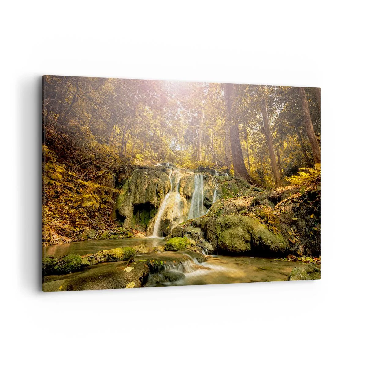 Obraz na plátne - Lesný vodopád v zeleni - 100x70 cm