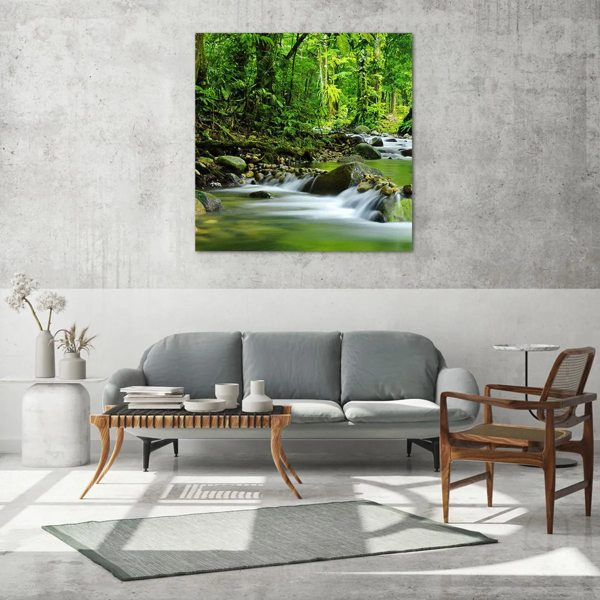Obraz na skle - Plávať morom zelene - 40x40 cm