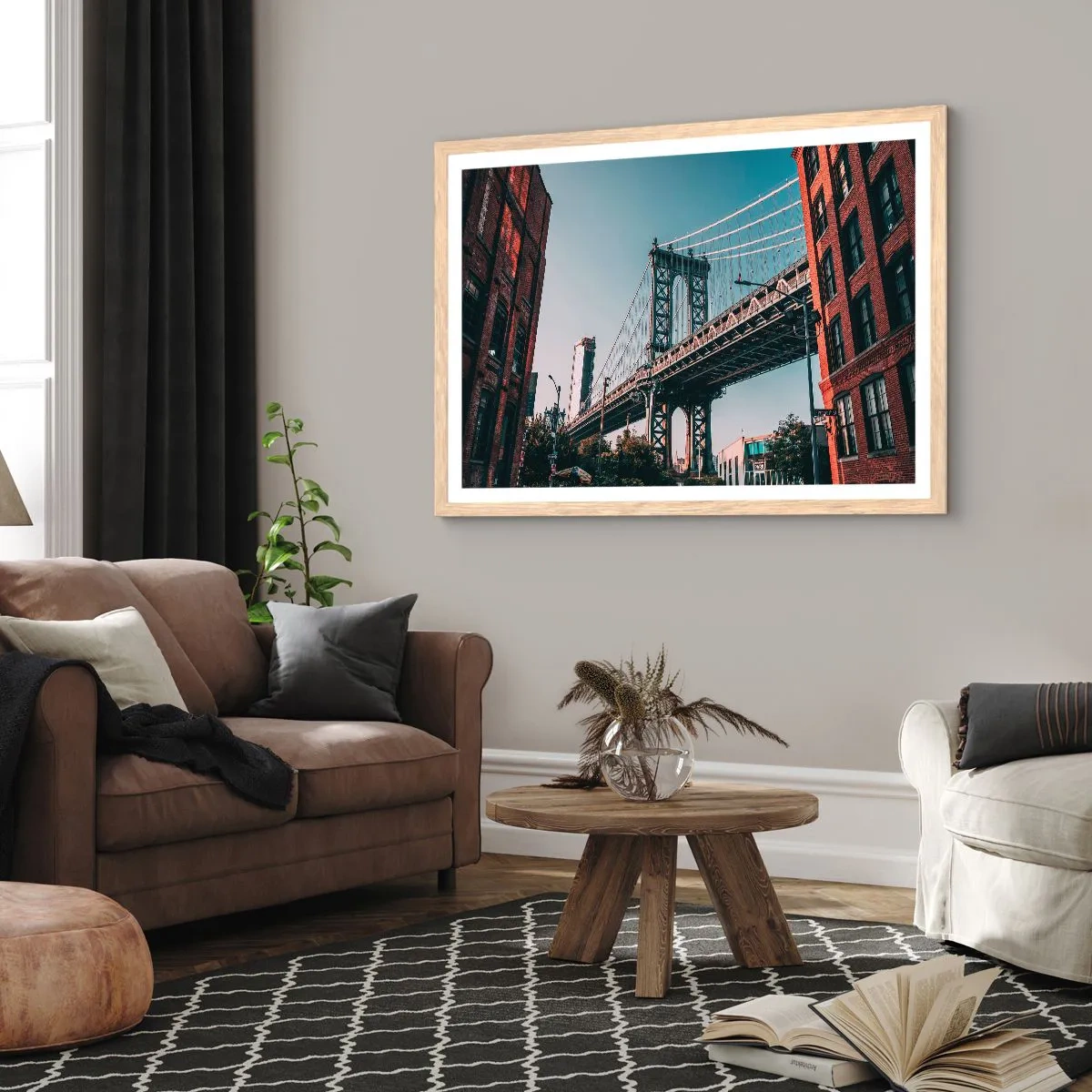 Plagát v ráme zo svetlého duba - Nad vlnami mesta - 100x70 cm