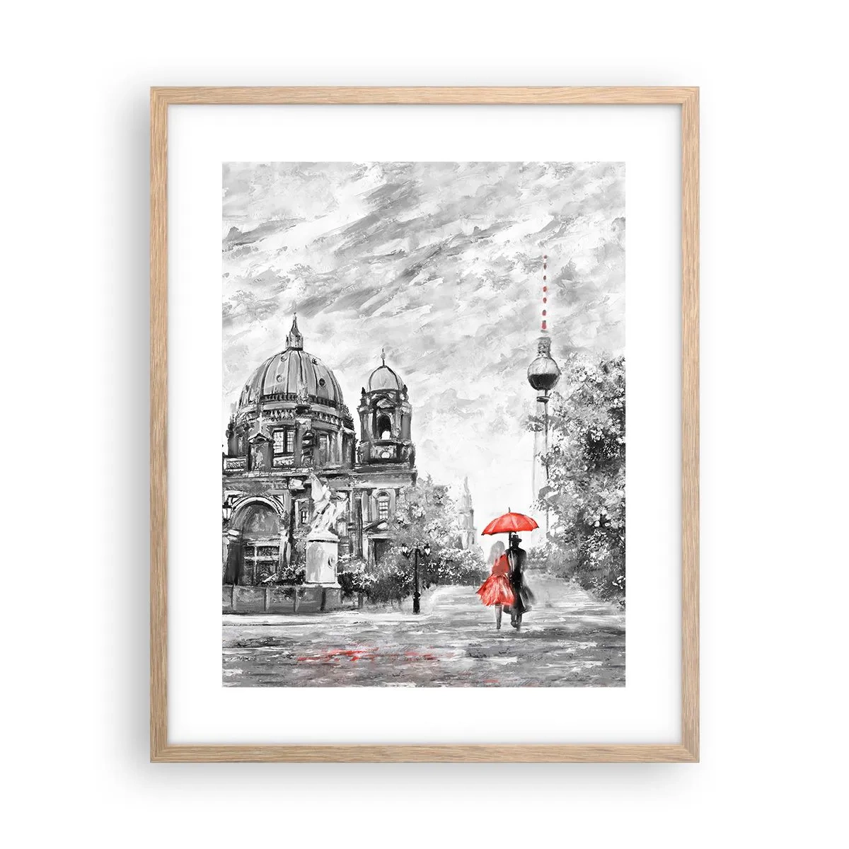 Plagát v ráme zo svetlého duba - Berlínske stretnutie - 40x50 cm