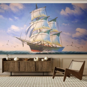 Fototapeta Premium Sand - Hrdo s vetrom - Námorná, Plachetnica, oceán - 500x350 cm