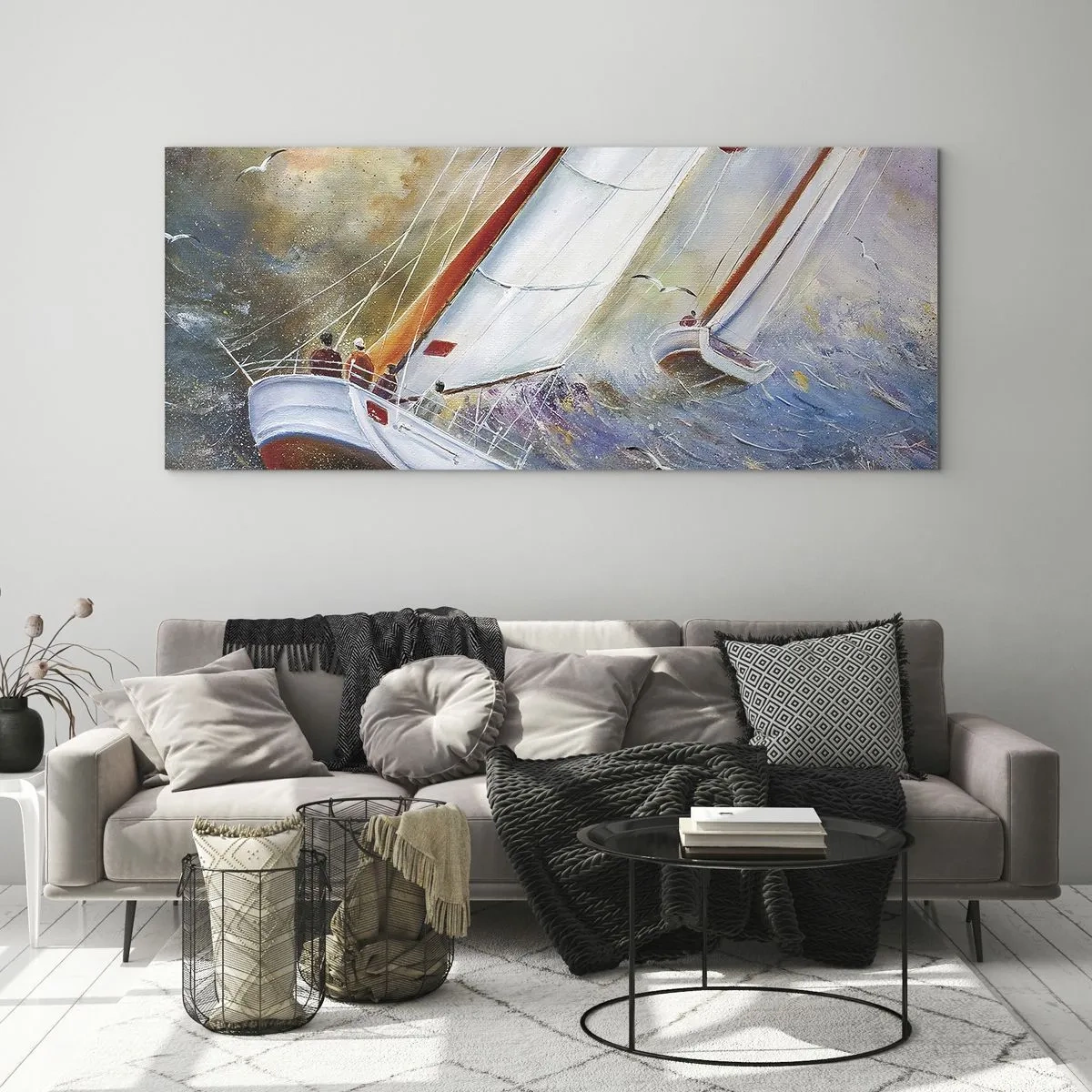Obraz na skle - Bežiace cez vlny - 100x40 cm