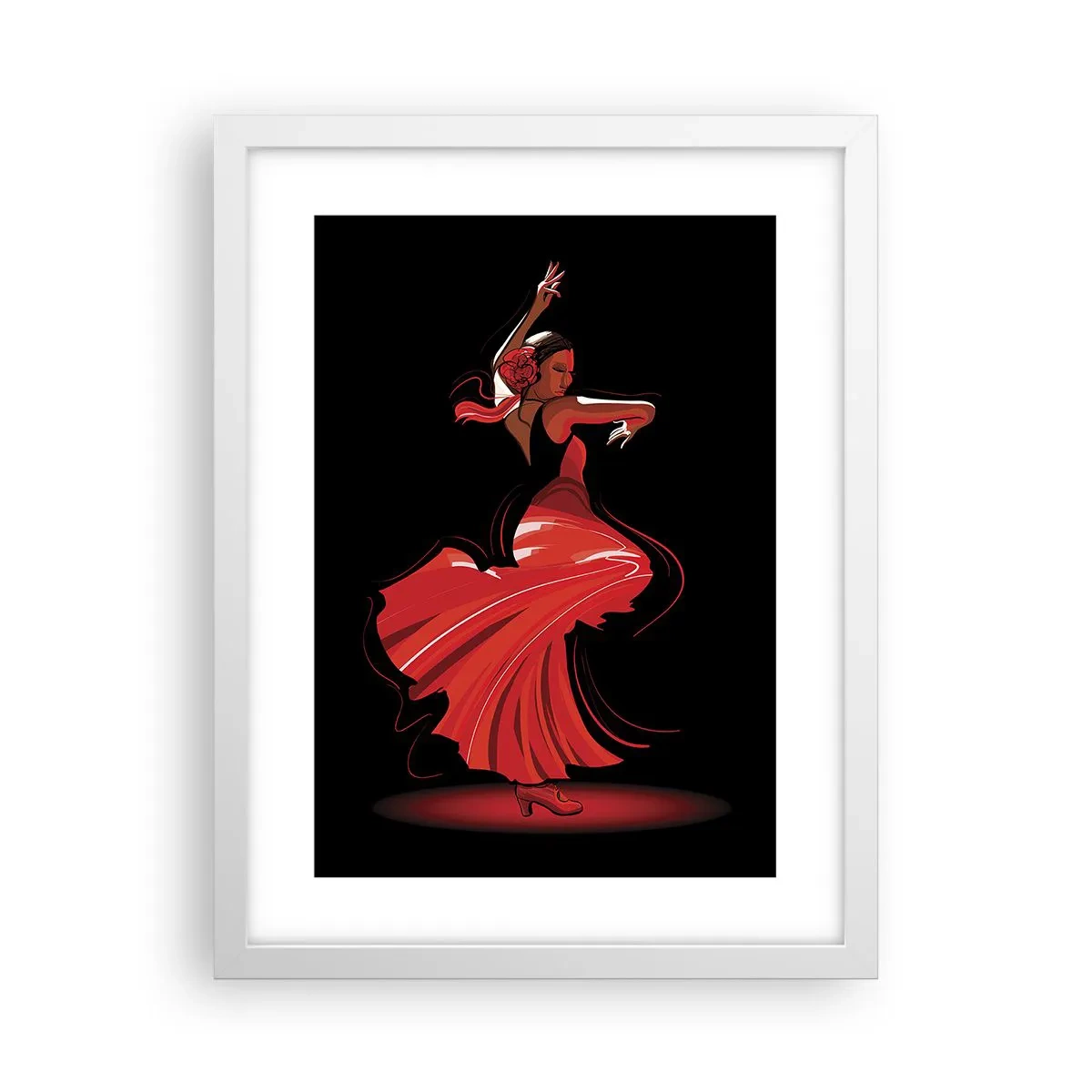Plagát v bielom ráme - Horúca duša flamenco - 30x40 cm