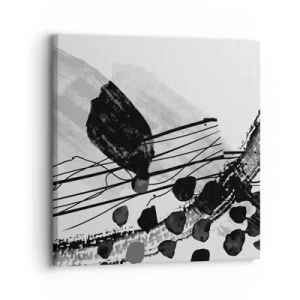 Obraz na plátne - Čiernobiela organická abstrakcia - 30x30 cm