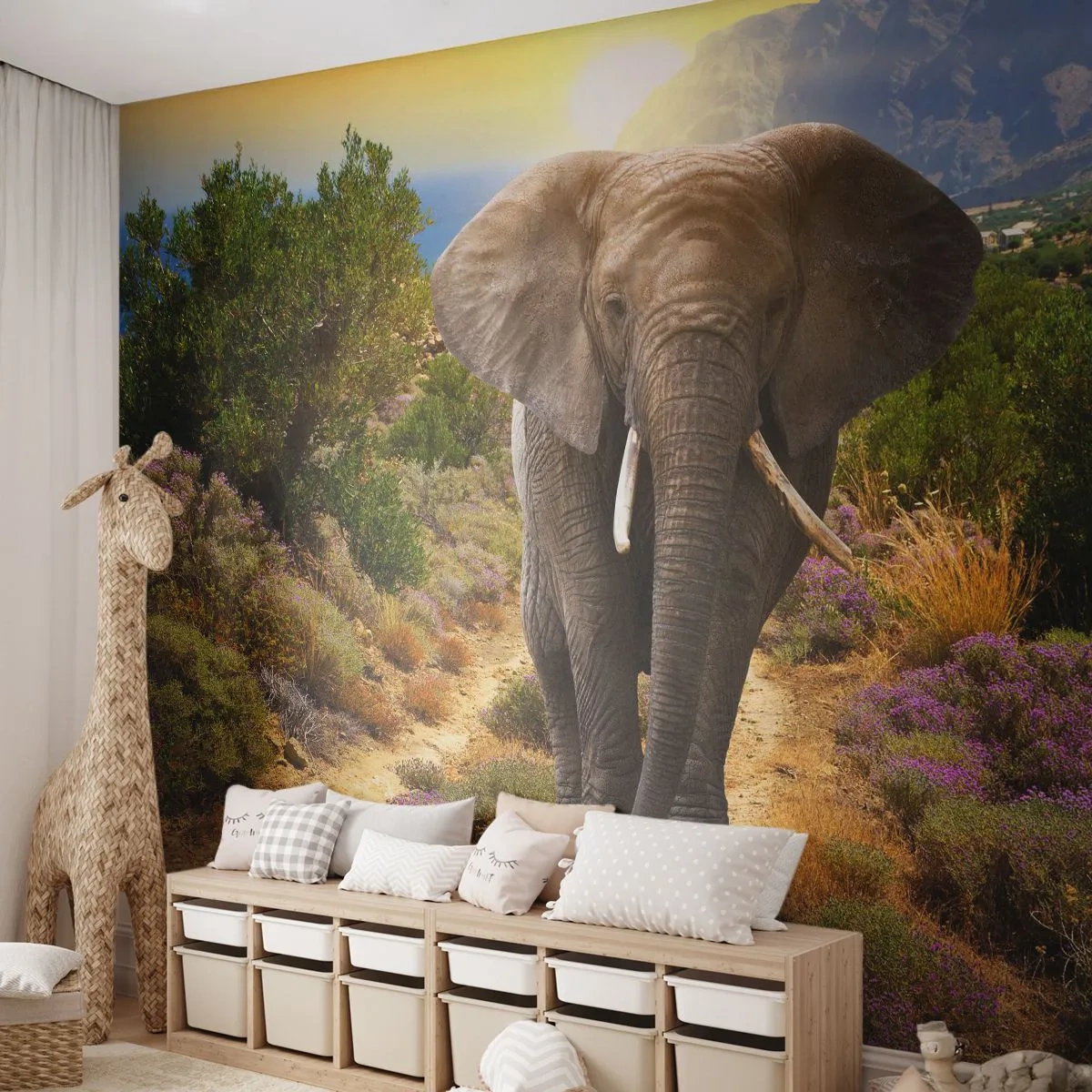 Samolepiaca Fototapeta Deluxe Sticker - Tak vyzeral Raj - Zvieratá, Slon, Safari - 250x175 cm