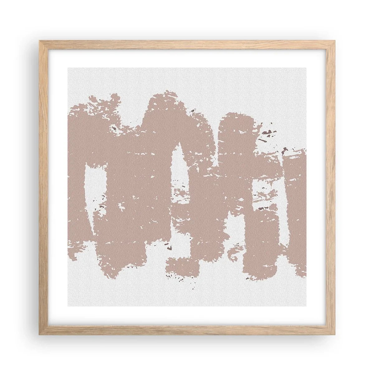 Plagát v ráme zo svetlého duba - Abstrakcia v jemnej ružovej - 50x50 cm