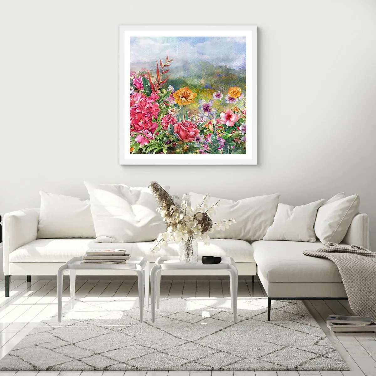 Plagát v bielom ráme - Záhrada, ktorá sa zbláznila - 50x50 cm