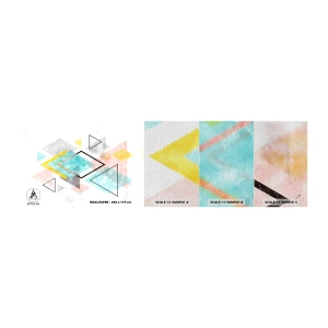 Vzorka fototapety Premium Sand - Geometrická hračka - Svetlý, Trojuholníky, Minimalizmus - 100x30 cm