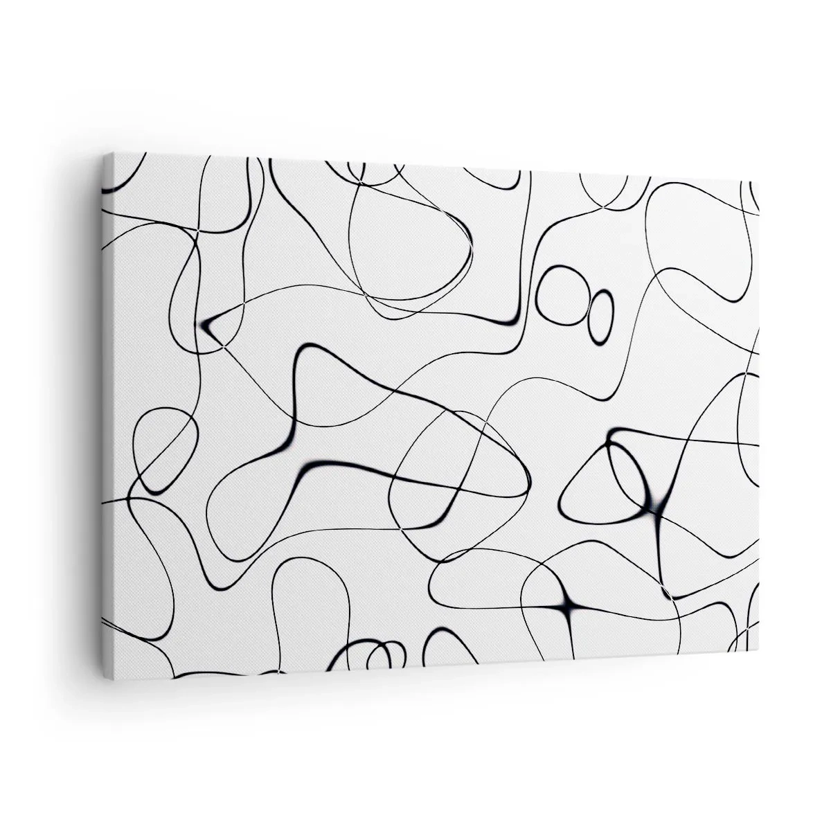 Obraz na plátne - Abstraktné čierne čiary na bielom pozadí v minimalistickom štýle - 70x50cm - Cesty života, zákruty osudu - Moderná nástenná dekorácia do obývacej izby a spálne ARTTOR