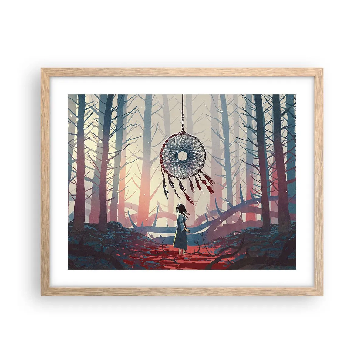 Plagát v ráme zo svetlého duba - Tajný rituál šťastia - 50x40 cm