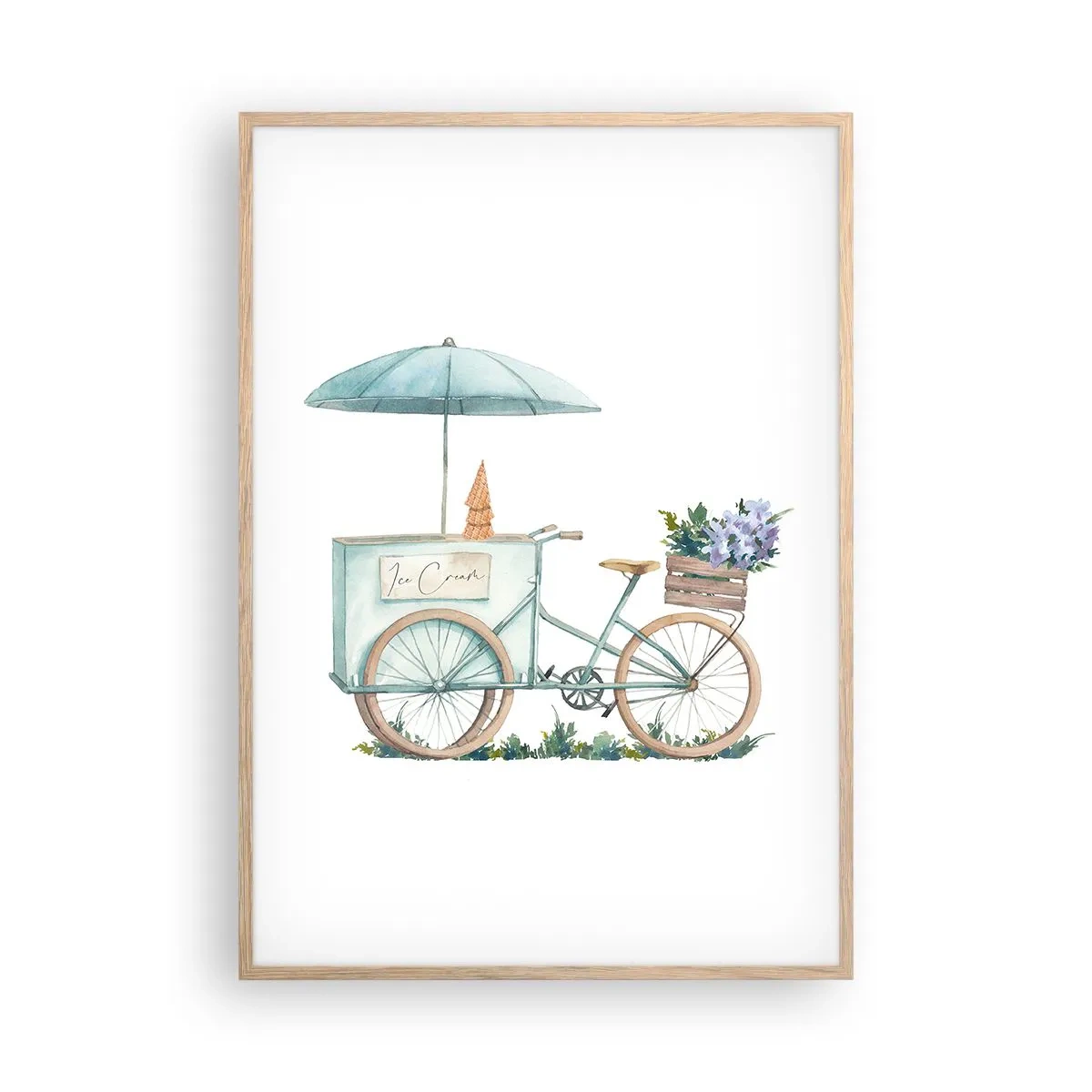 Plagát v ráme zo svetlého duba - Sladká spomienka na leto - 70x100 cm