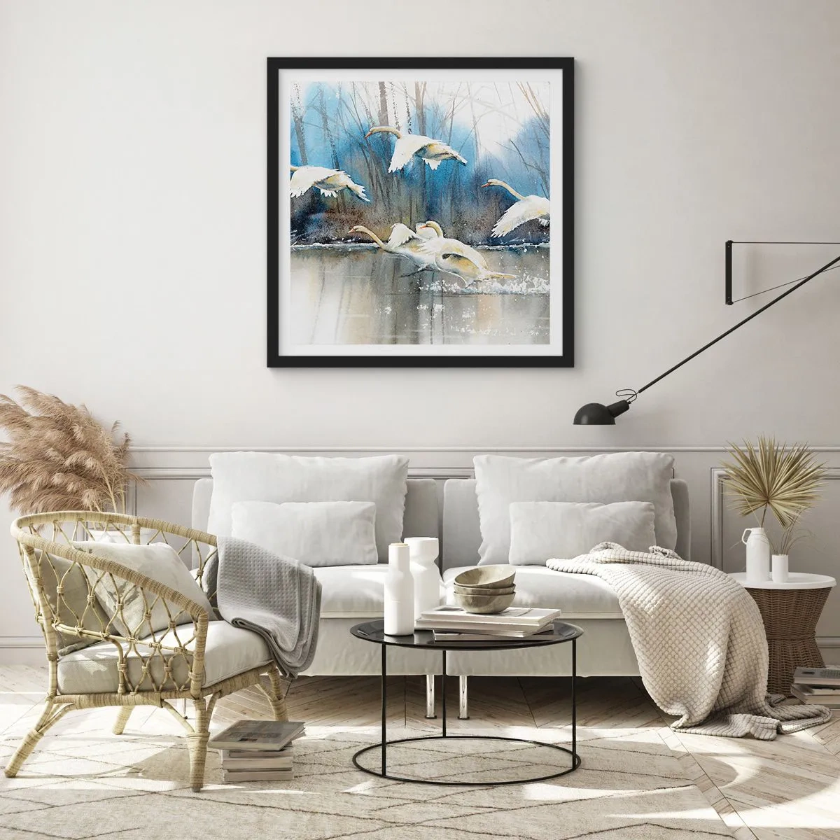 Plagát v čiernom ráme - Ako v poviedke o divokých labutiach - 30x30 cm