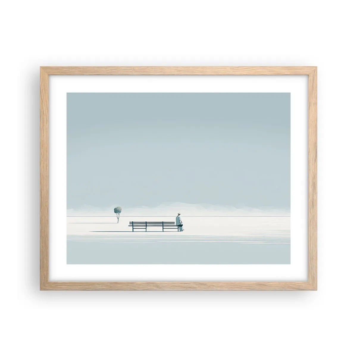 Plagát v ráme zo svetlého duba - Áno, čakám. - 50x40 cm