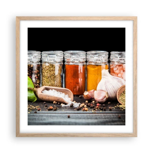 Plagát v ráme zo svetlého duba - Aby mal život chuť - 50x50 cm