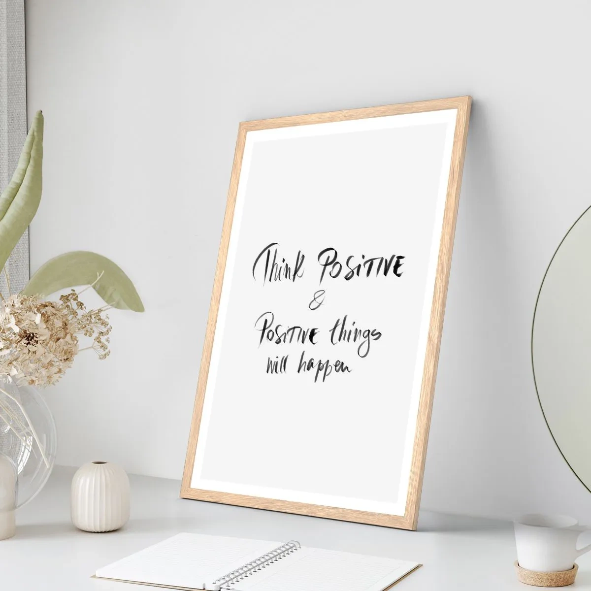 Plagát v ráme zo svetlého duba - Ako žiť? - 50x70 cm