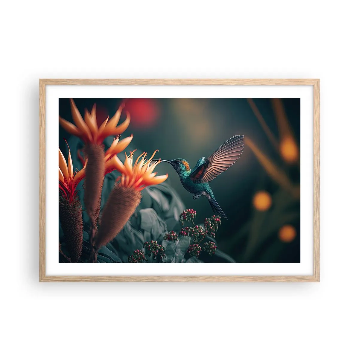 Plagát v ráme zo svetlého duba - Skutočne pestrý život - 70x50 cm