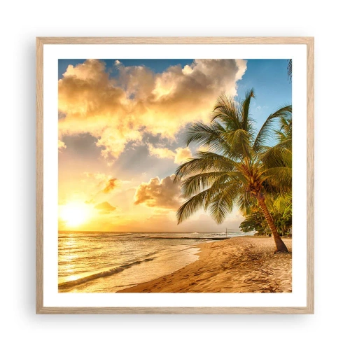 Plagát v ráme zo svetlého duba - Večné leto, vždy prázdniny - 60x60 cm