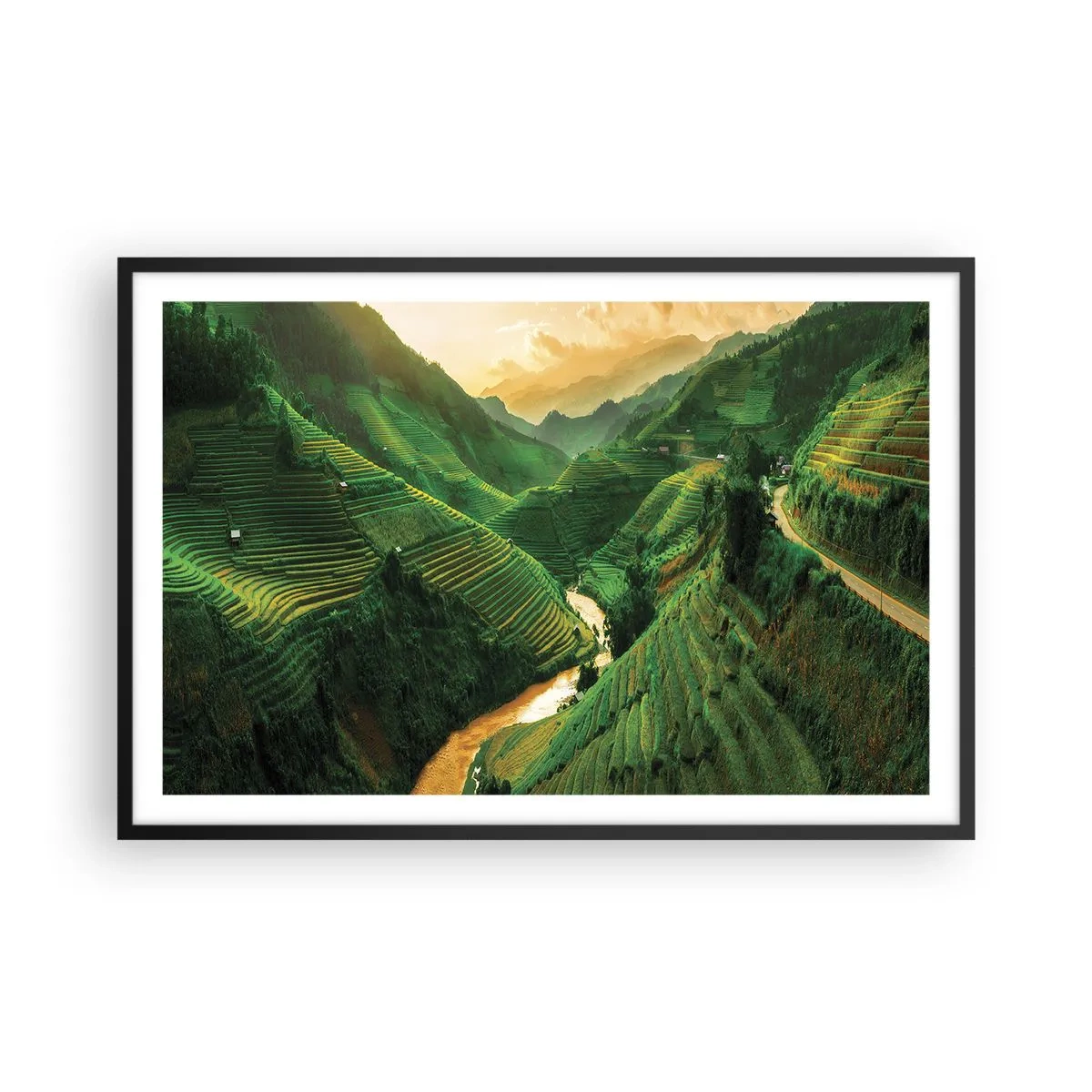 Plagát v čiernom ráme - Vietnamské údolie - 91x61 cm