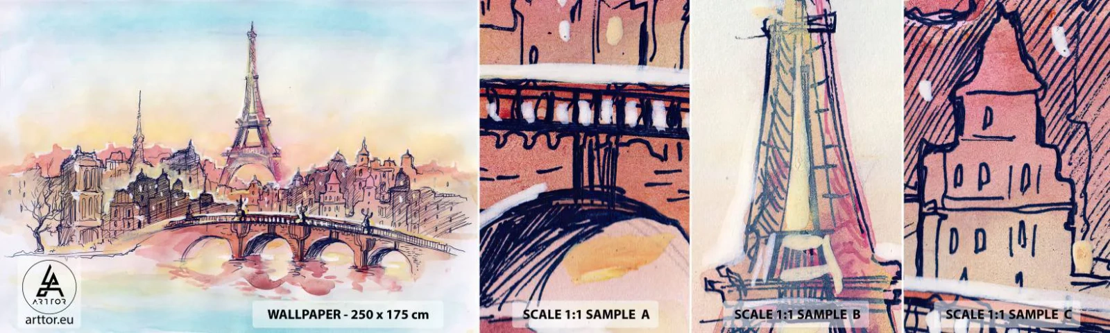 Vzorka Fototapeta Standard Eco - Jediné také mesto na svete - Mesto, Eiffelova veža, Paríž - 100x30 cm