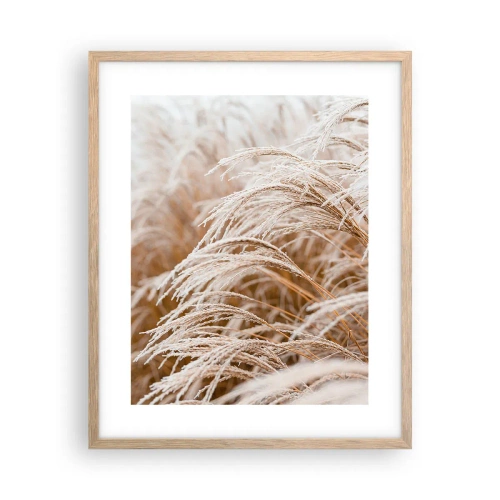 Plagát v ráme zo svetlého duba - Klanenie jesennému slnku - 40x50 cm