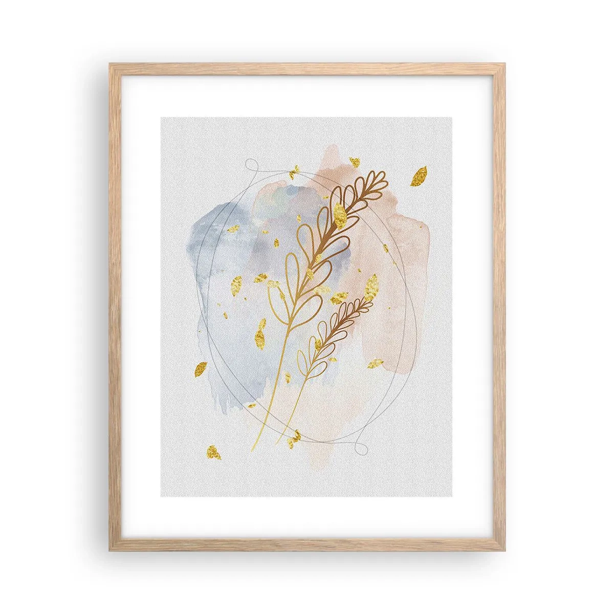 Plagát v ráme zo svetlého duba - Zlatý závan - 40x50 cm