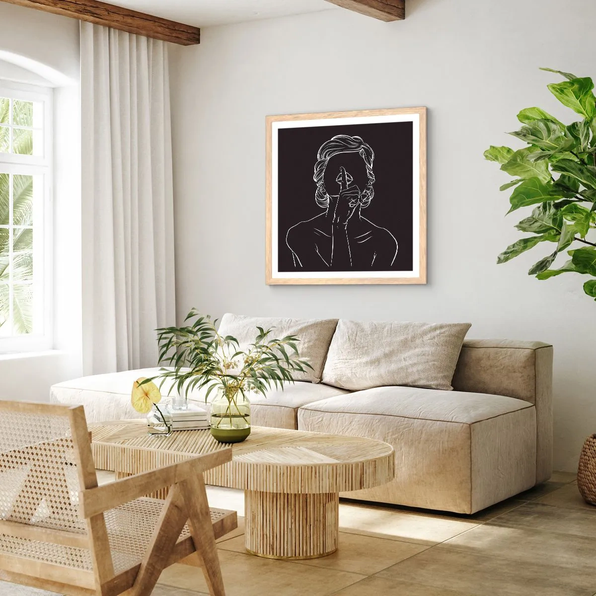 Plagát v ráme zo svetlého duba - Krása rozkvitá v tichu - 30x30 cm