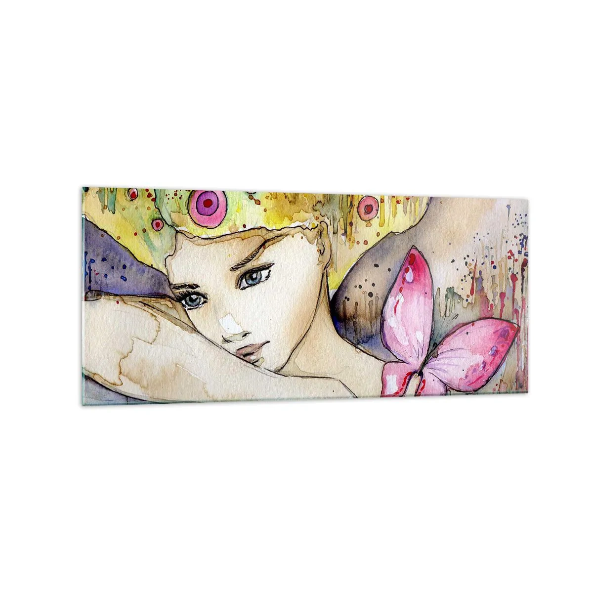 Obraz na skle - Motýlia princezná - 120x50 cm