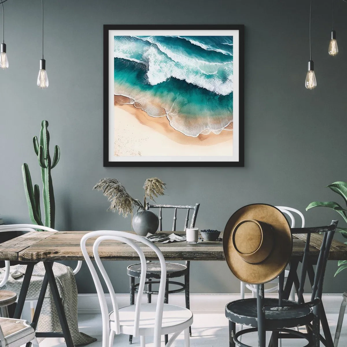 Plagát v čiernom ráme - Odveké stretnutie - 60x60 cm