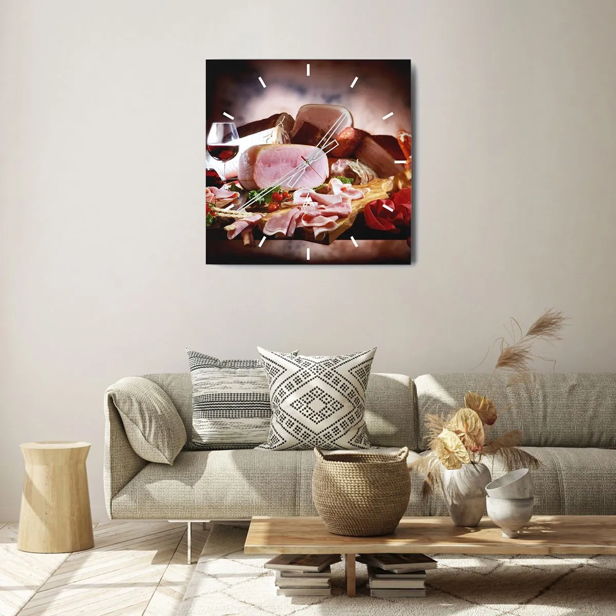 Nástenné hodiny - Kulinárne snívanie s karafou - 30x30 cm