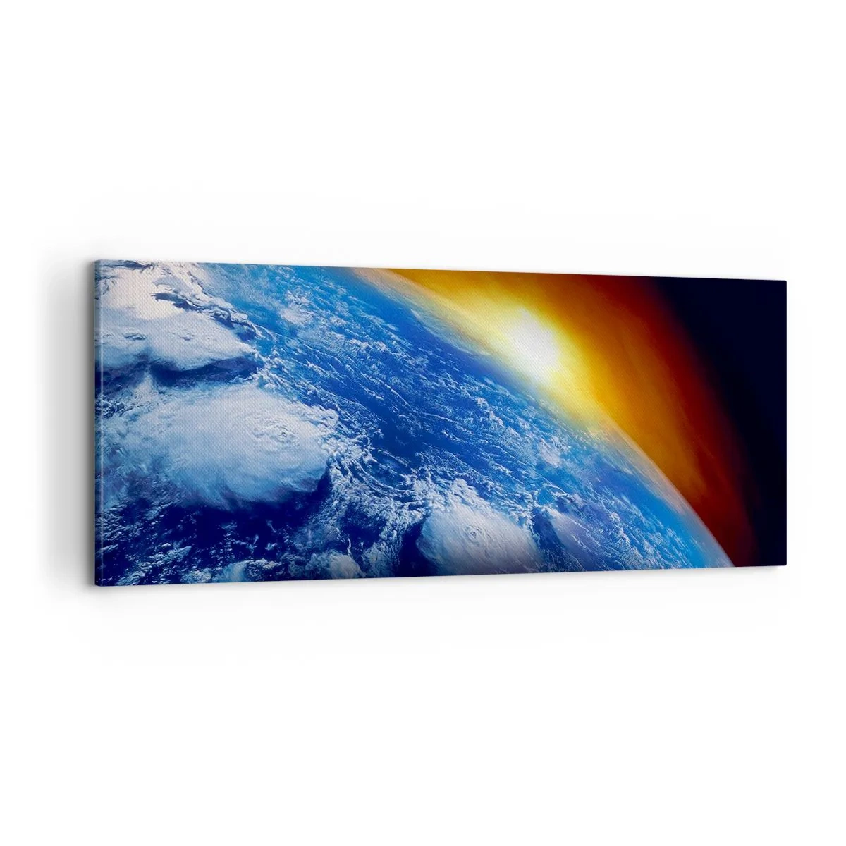 Obraz na plátne - Východ slnka nad modrou planétou - 100x40 cm