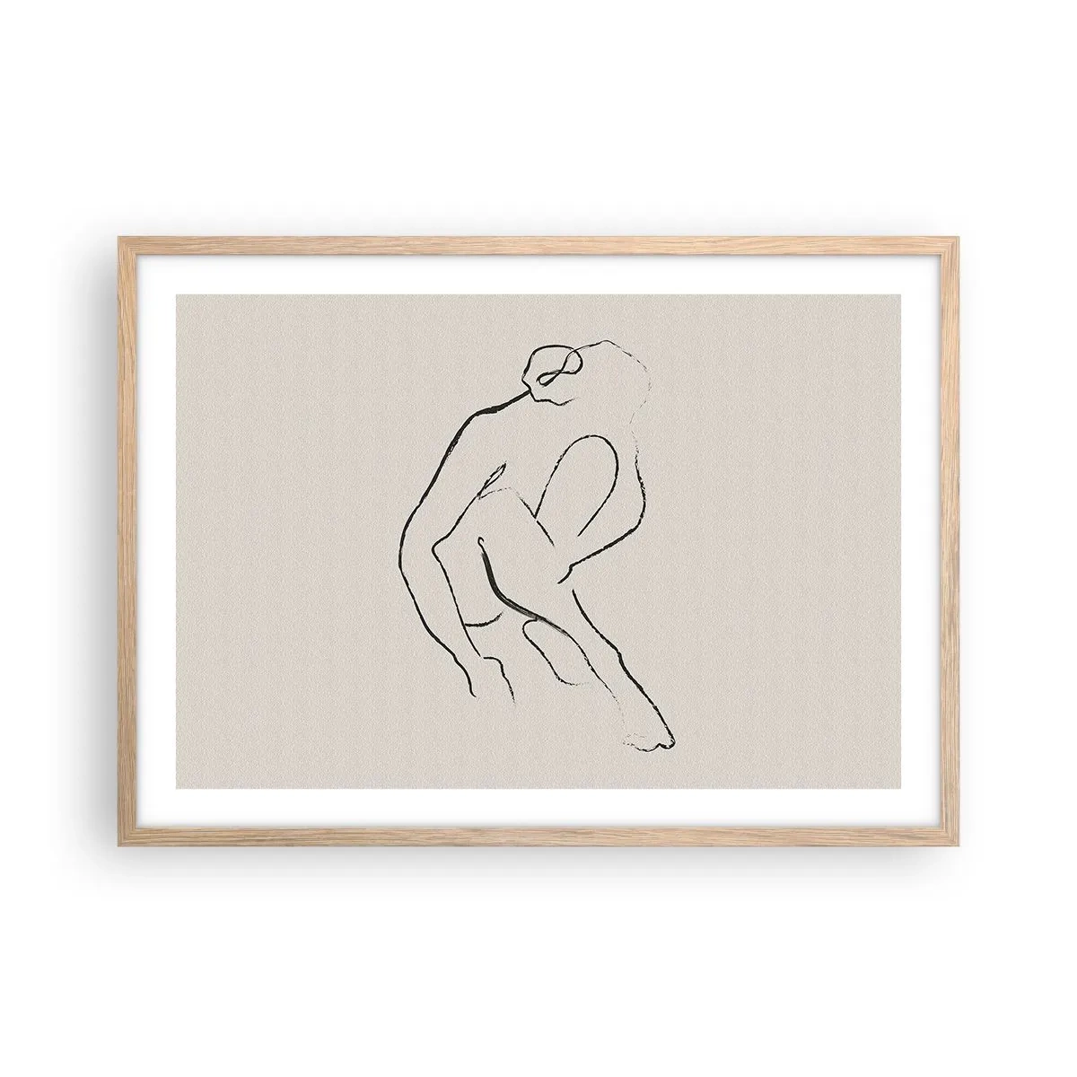 Plagát v ráme zo svetlého duba - Intímna skica - 70x50 cm