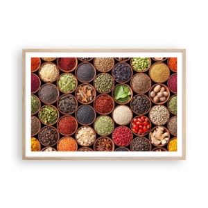 Plagát v ráme zo svetlého duba - Všetky chute sveta - 91x61 cm
