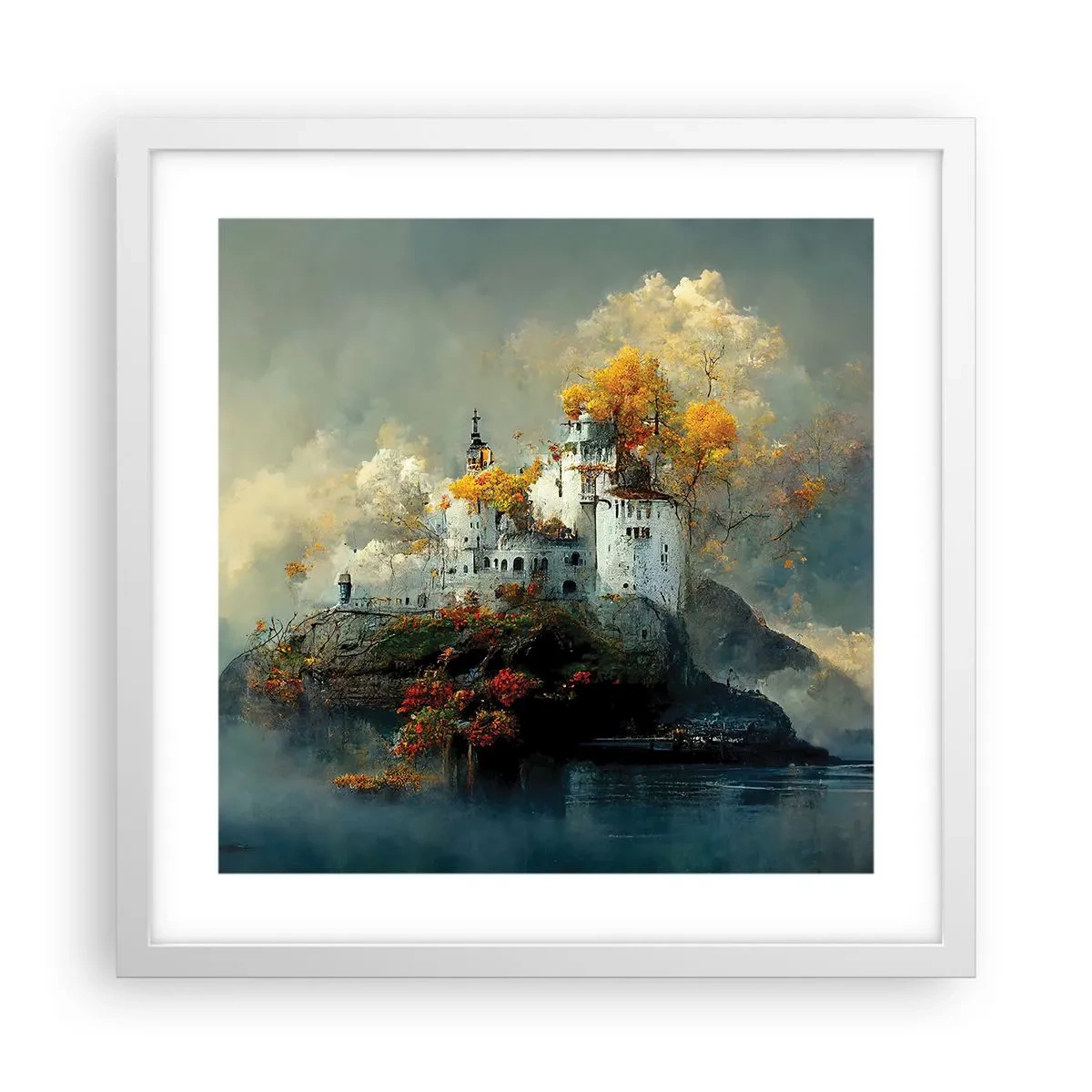 Plagát v bielom ráme - Začiatok romantického príbehu - 40x40 cm