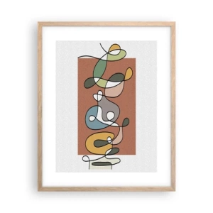Plagát v ráme zo svetlého duba - Abstrakcia: farebné vyvádzanie - 40x50 cm