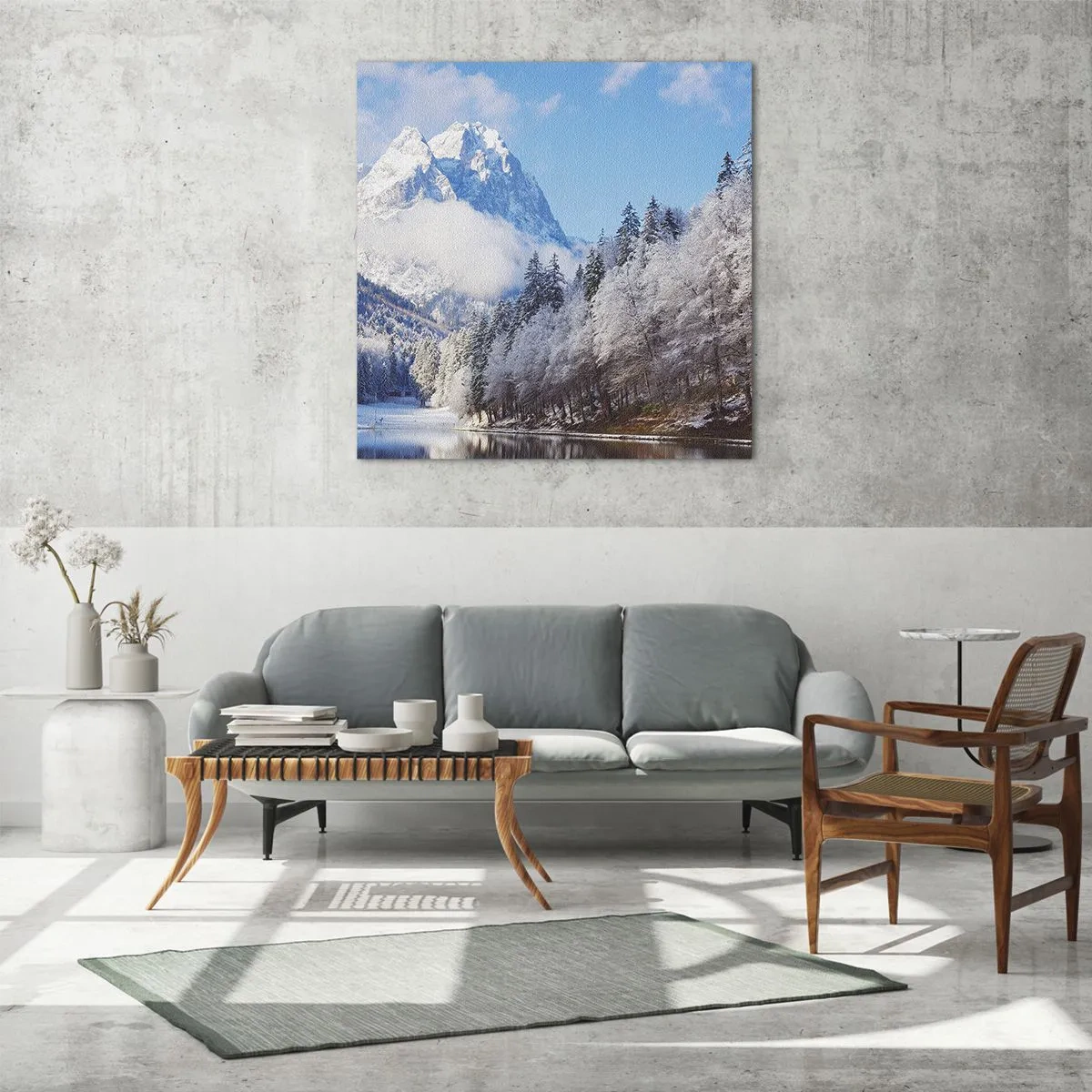 Obraz na skle - Snehová stráž - 60x60 cm