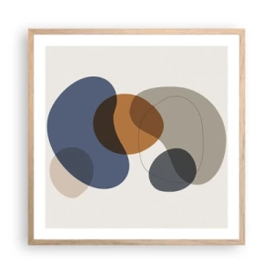 Plagát v ráme zo svetlého duba - Kvapky farieb - 60x60 cm