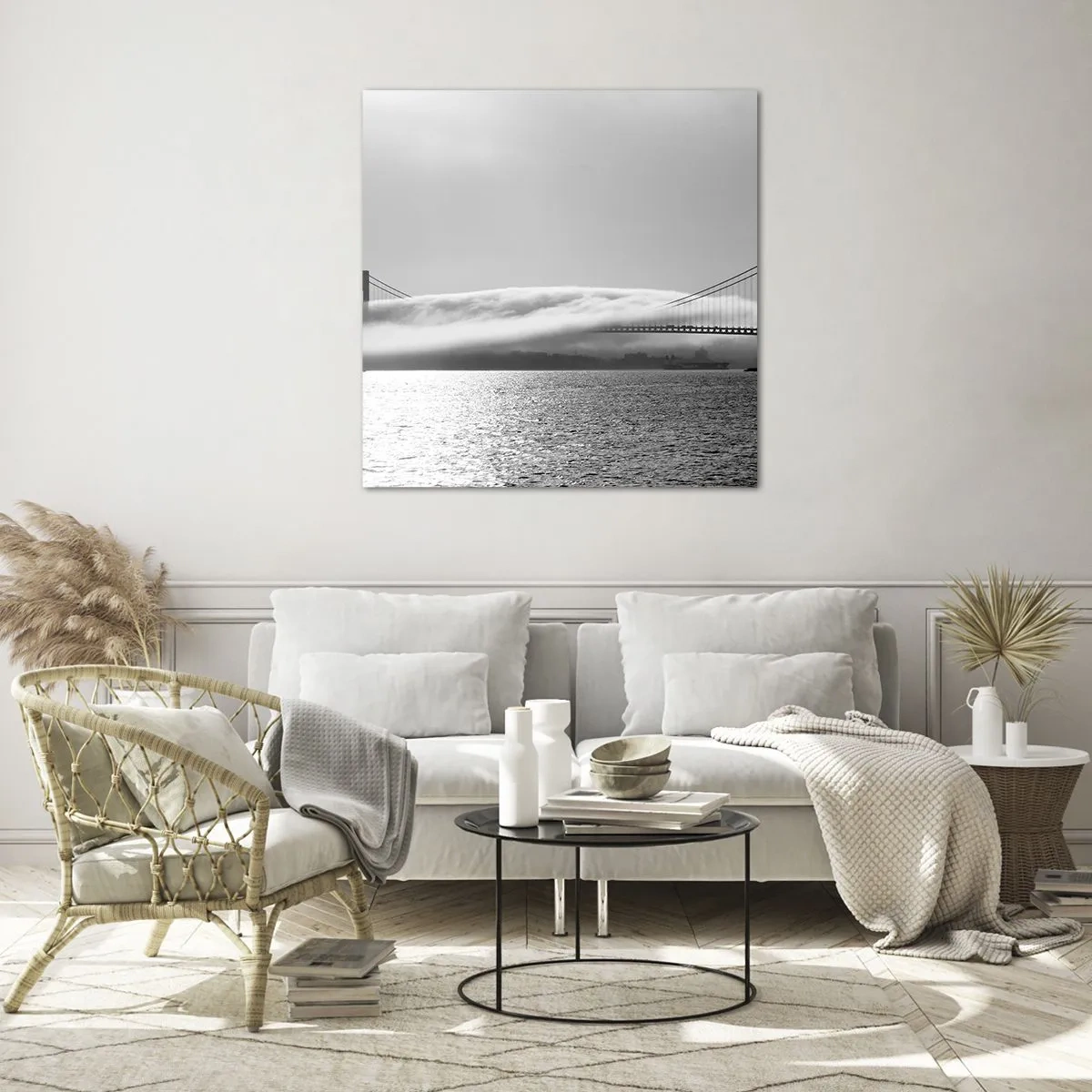 Obraz na skle - Preplávať Zlatou bránou - 50x50 cm