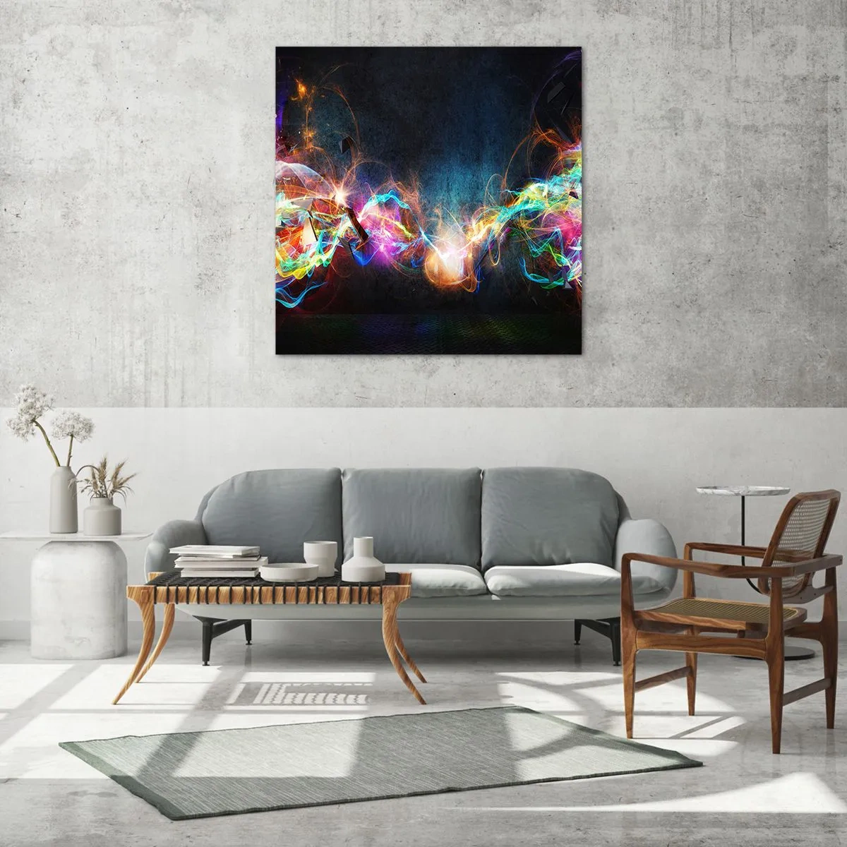Obraz na skle - Radostne proti tme - 60x60 cm