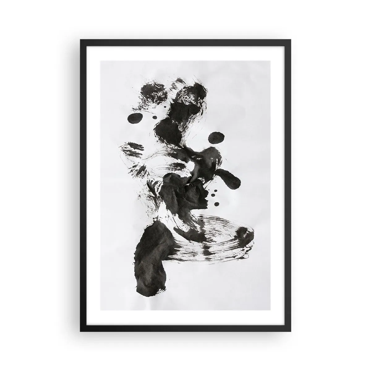 Plagát v čiernom ráme - Čiernobiela abstrakcia v štýle expresionizmu - 50x70cm - Metóda v šialenstve? - Moderná nástenná dekorácia do obývacej izby a spálne ARTTOR