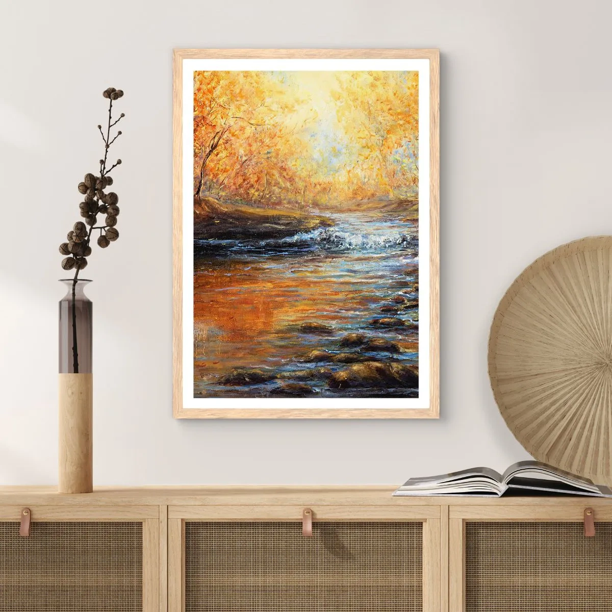 Plagát v ráme zo svetlého duba - Zlatý potok - 70x100 cm