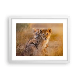 Plagát v bielom ráme - Nevyrušovať! Hrajme sa - 40x30 cm