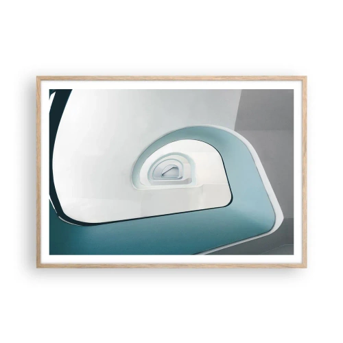 Plagát v ráme zo svetlého duba - Na dno modrej - 100x70 cm